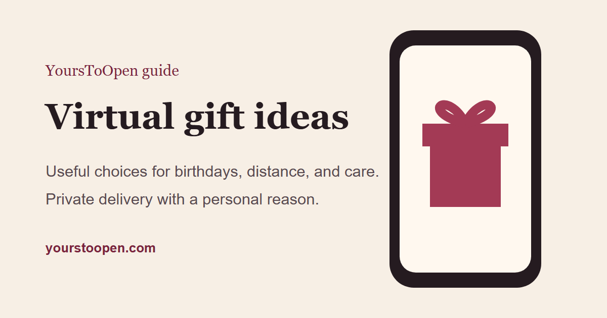 Virtual gift idea shown as a digital reveal beside a wrapped present
